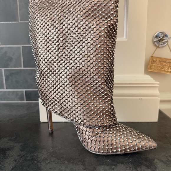 ALDO Rhinestone Mesh Pointed-Toe Knee-High Stiletto Boot - Picture 2 of 4
